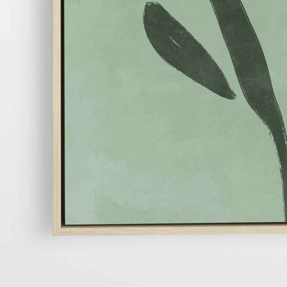 Obraz w ramie 70x100 - Objęcia Zieleni - zielona abstrakcja, zgaszona zieleń - rama drewno