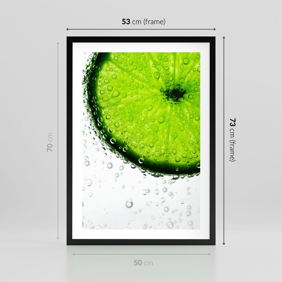 Plakat w ramie 50x70 - Świeżość i kwasowość limonki - limnka, owoce - rama czarna