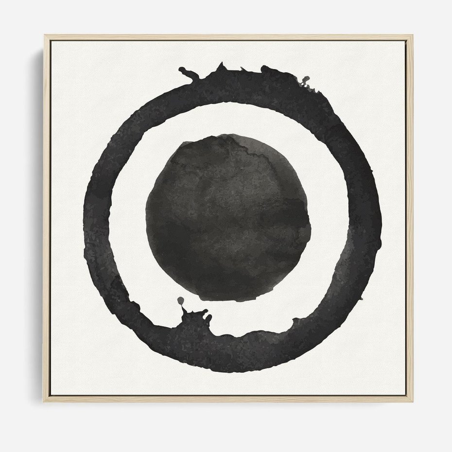 Obraz w ramie 80x80 - Harmonijne Emocje - abstrakcyjne plamy okręgi, akwarelowe - rama drewno