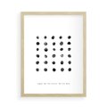 Plakat w ramie 50x70 - Boho Sztuka Wolości - minimalistyczny plakat, czarne kropki na białymtle - rama drewno
