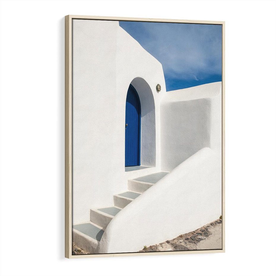 Obraz w ramie 80x120 - Powitanie Wyspy - Santorini, drzwi - rama drewno