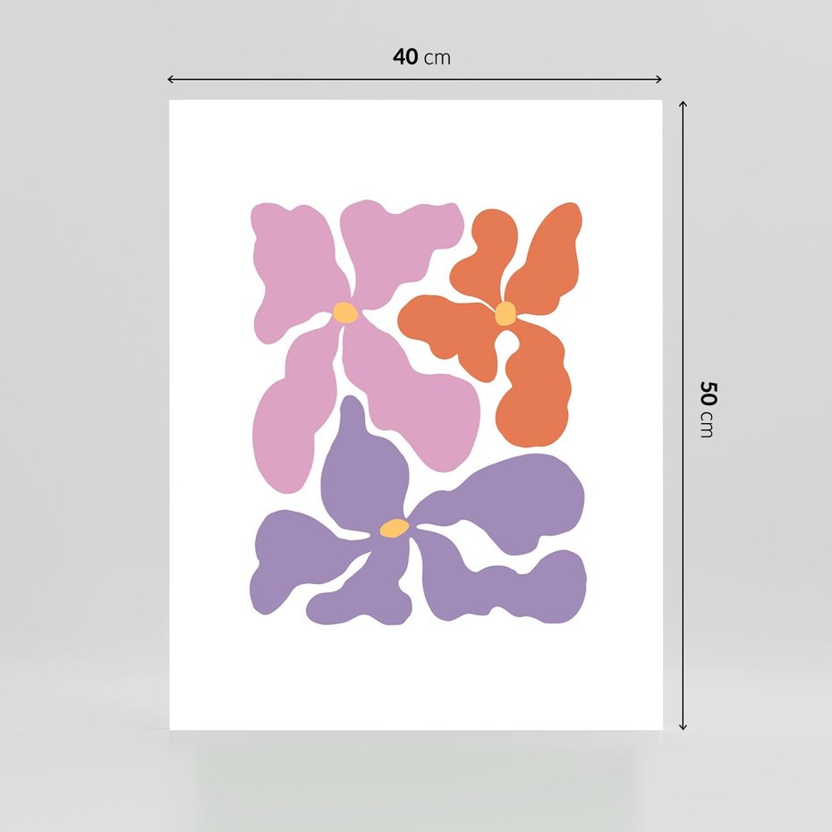 Plakat bez ramy 40x50 - Bezgraniczne Wibracje - abstrakcyjne kolorowe kwiaty, minimlizm