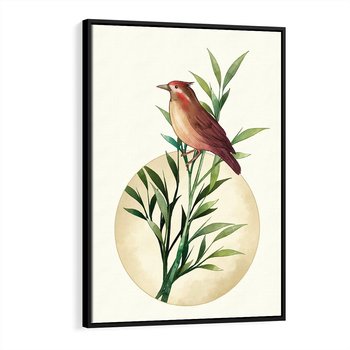 Obraz w ramie 70x100 - Rozkwitająca Delikatność - japońska sztuka, ptak - rama czarna