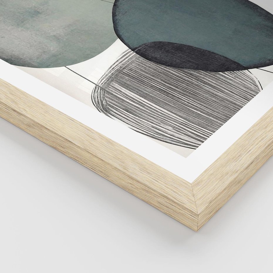 Plakat w ramie 30x40 - Przenikające Formy Duszy - abstrakcyjny obraz, geometryczne obłe formy - rama drewno