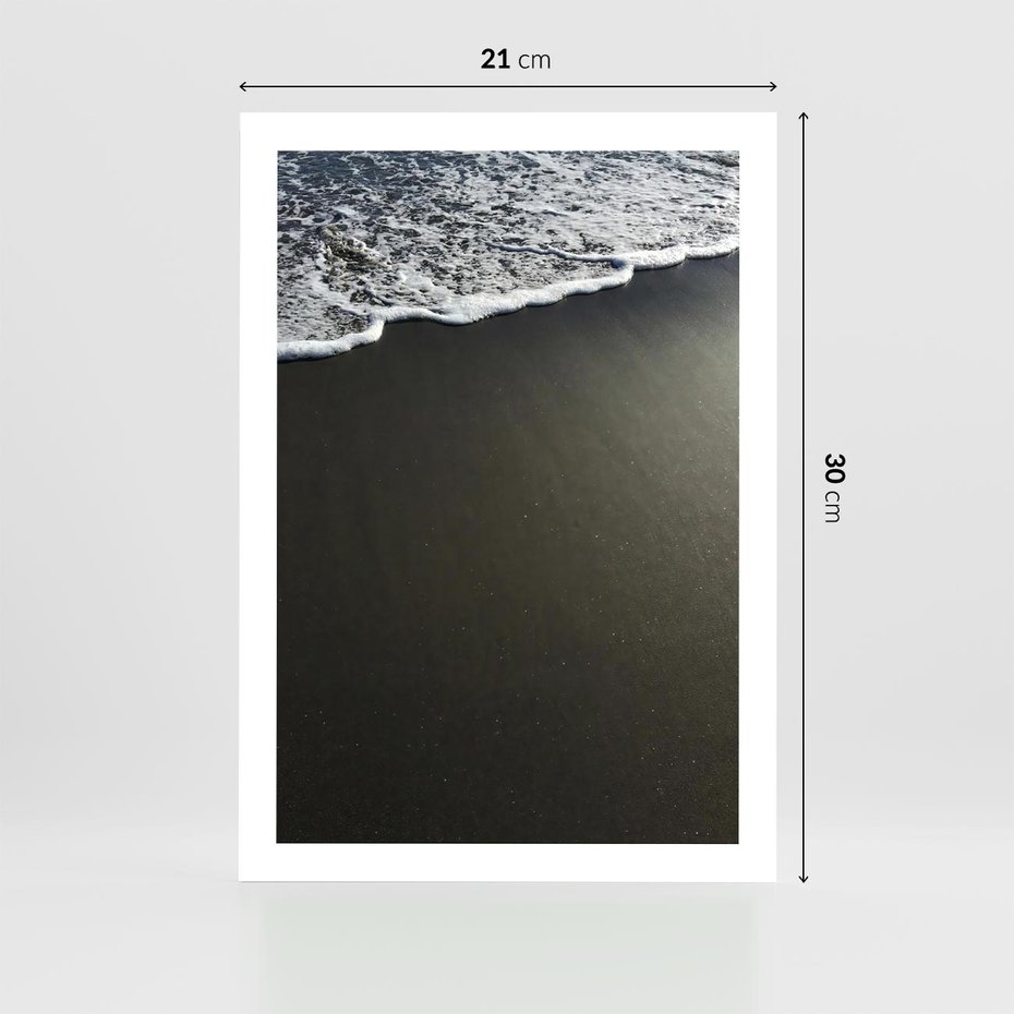 Plakat bez ramy 21x30 - Morskie Fale na Plaży - plaża, morskie fale omywają piasek