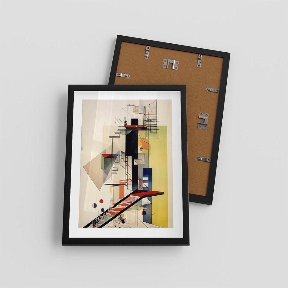 Plakat w ramie 30x40 - Kolorowe Wnętrza Inspiracji - abstrakcyjny obraz, jak kandinsky - rama czarna