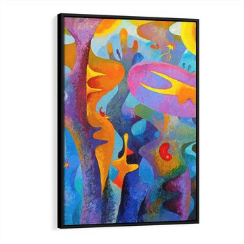 Obraz w ramie 50x70 - Płomienne Tańce Abstrakcji - energetyczna abstrakcja, dziwne formy - rama czarna