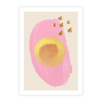 Plakat bez ramy 21x30 - Migotliwe Dziwne Ścieżki - abstrakcyjna różowa plama, akwarela