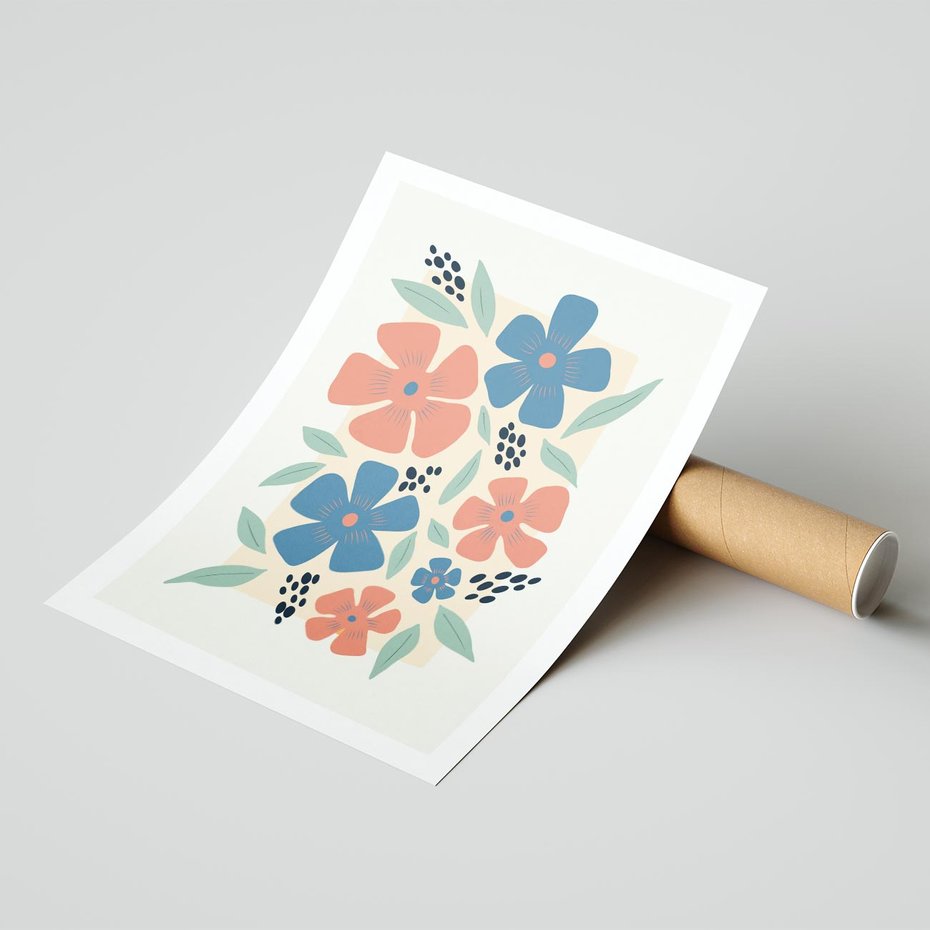 Plakat bez ramy 21x30 - Kolorowe liście tęsknot - minimalistyczny plakat, grafika