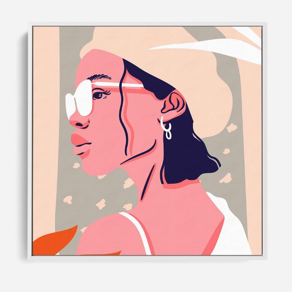 Obraz w ramie 50x50 - Kobieca Esencja - nowoczesny plakat, styl retro - rama biała