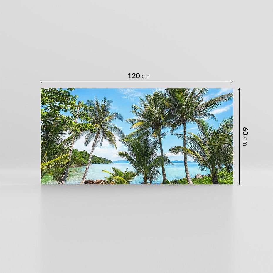 Obraz na płótnie 120x60 - Rajski wypoczynek - palmy, morze