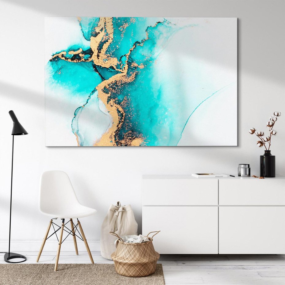 Obraz na płótnie 100x70 - Elegancja i Subtelność - marmur, złoto