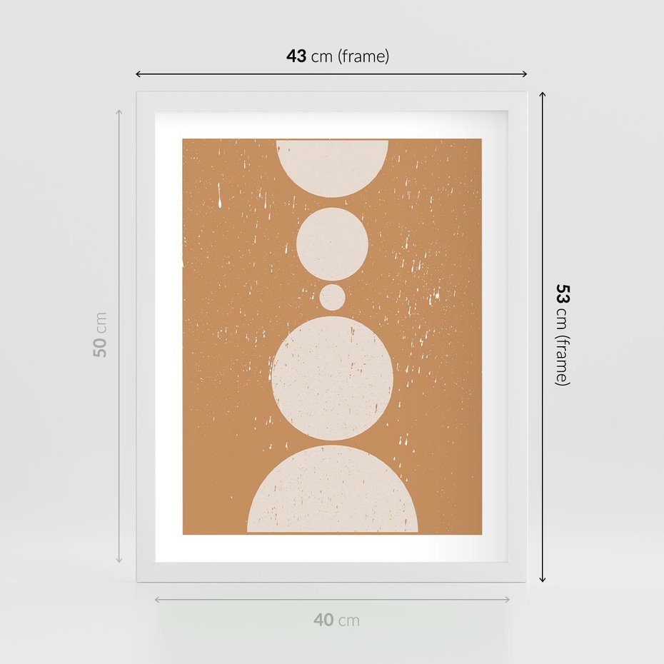 Plakat w ramie 40x50 - Podróżne Echa - mid century styl, nowoczesna grafika - rama biała