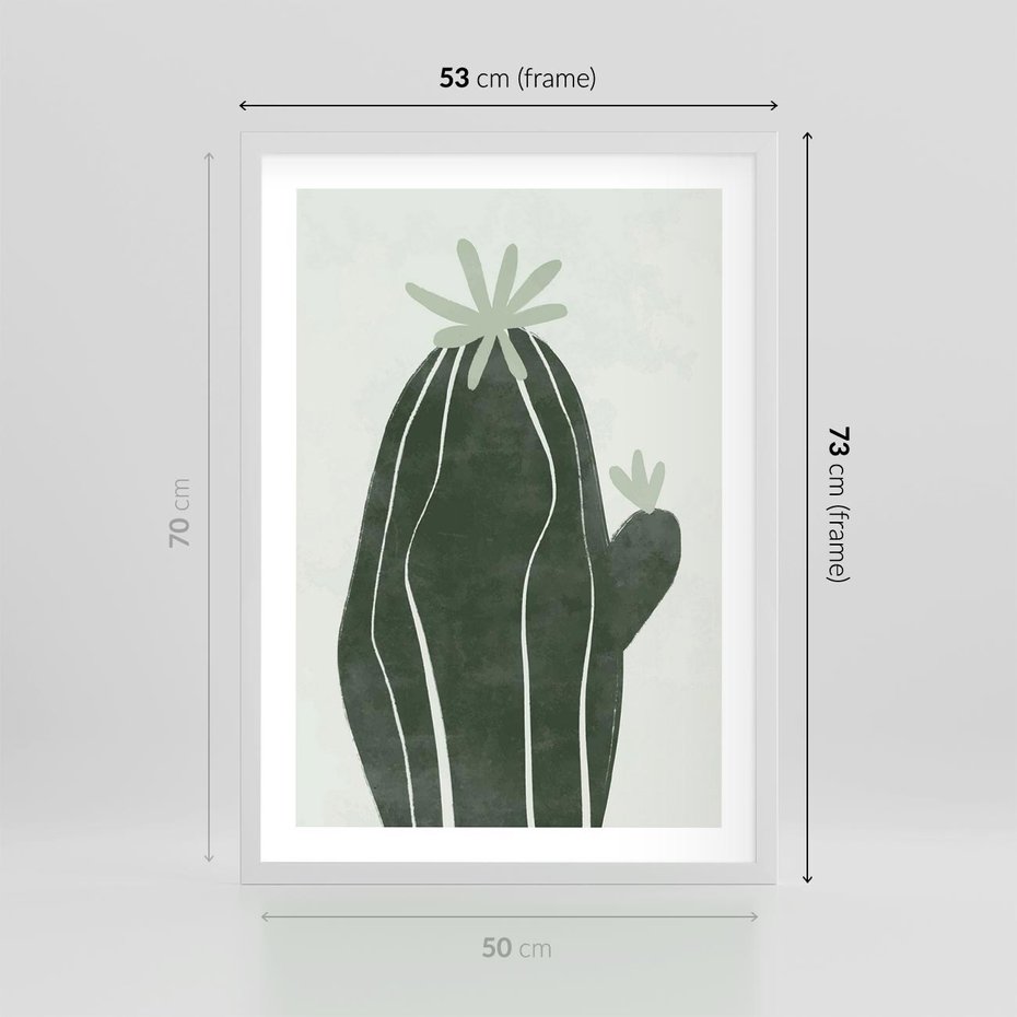 Plakat w ramie 50x70 - Zieleń Inspirującego Życia - zielony plakat, minimalizm - rama biała