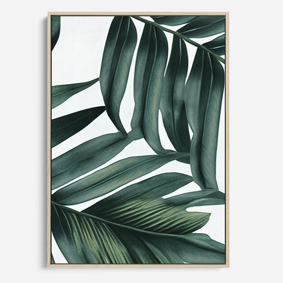 Obraz w ramie 50x70 - Ruchome liście czasu - liście palmy, tropikalne - rama drewno