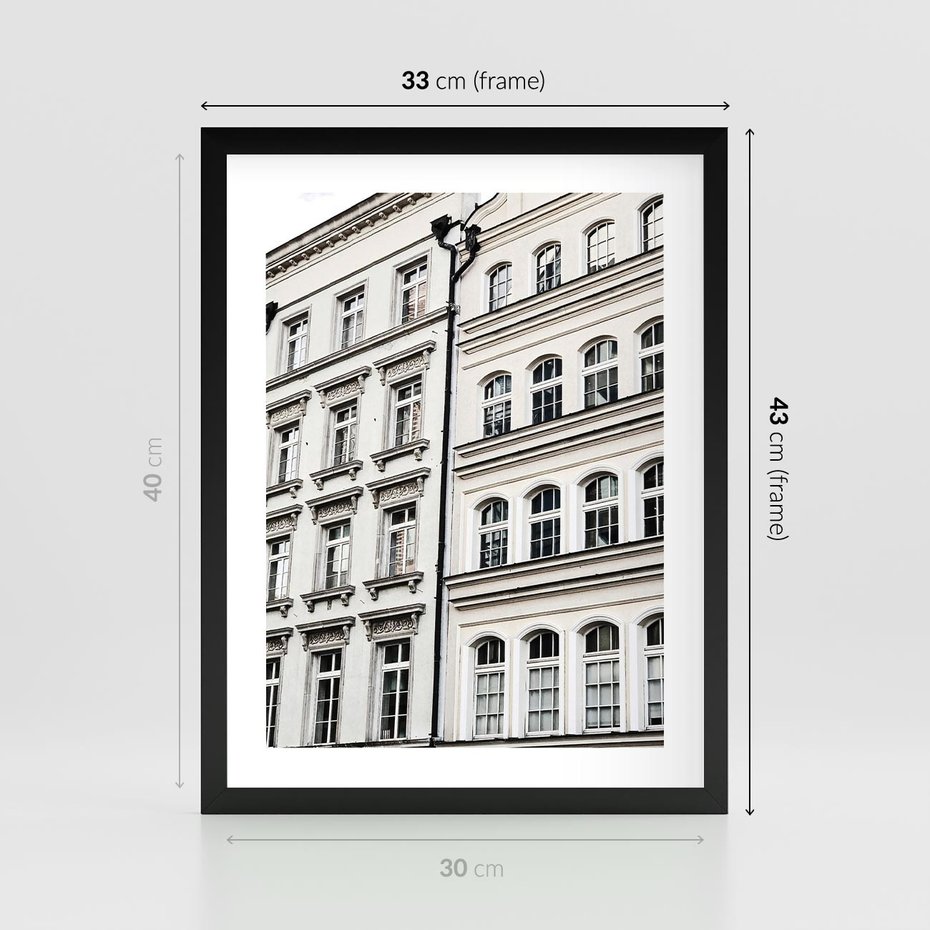 Plakat w ramie 30x40 - Urok Starej Kamienicy - budynki, miasto - rama czarna