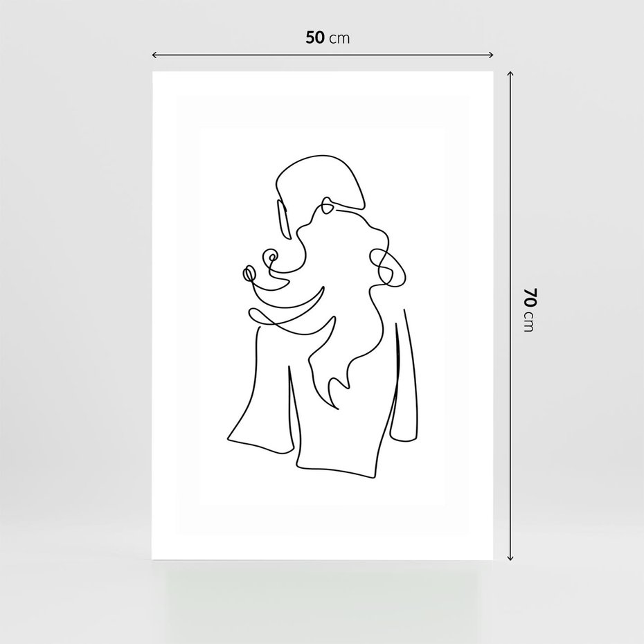 Plakat bez ramy 50x70 - Zaklęte Linie - szkic kobiety, jedną linia