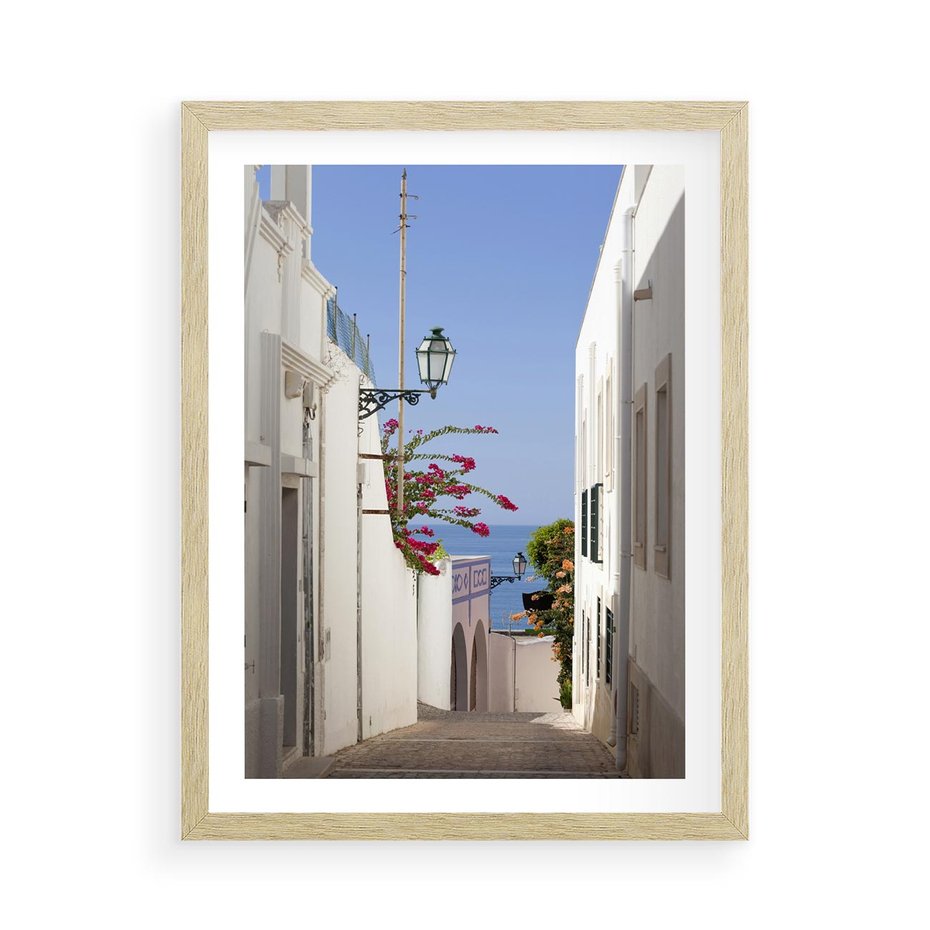 Plakat w ramie 50x70 - Podróże w Czasie: Perspektywiczna Uliczka - uliczka, perspektywa - rama drewno