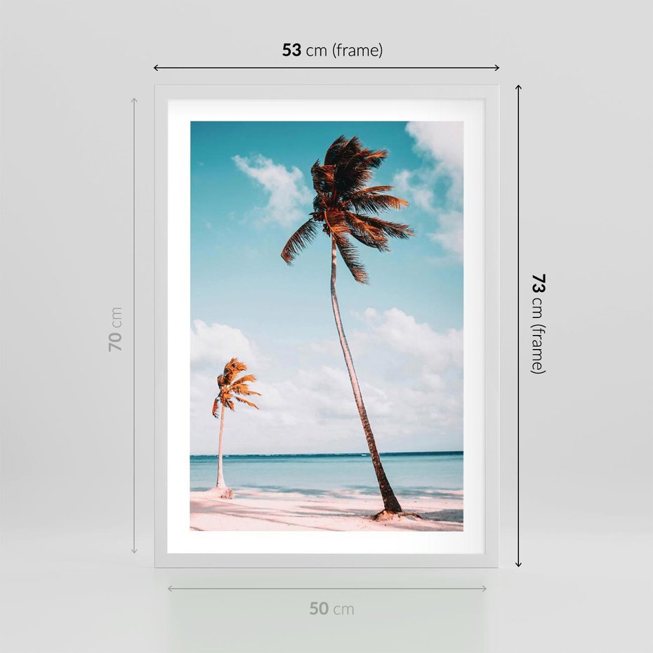 Plakat w ramie 50x70 - Raj na Ziemi - plaża, ocean - rama biała