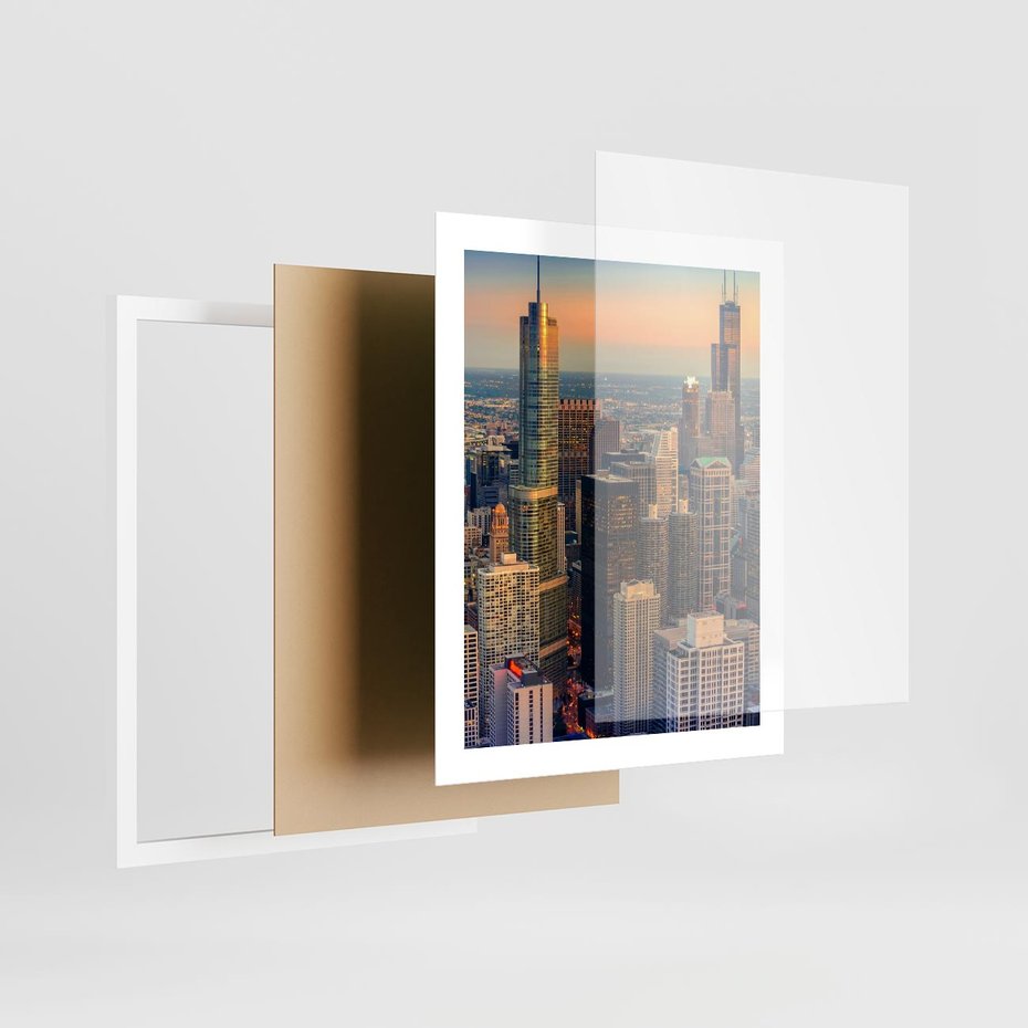 Plakat w ramie 40x50 - Wieżowce Nowego Jorku - Manhattan, wieżowce - rama biała