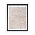 Plakat w ramie 40x50 - Beżowy Marmur i Złoto - marmur, beżowy marmur - rama czarna