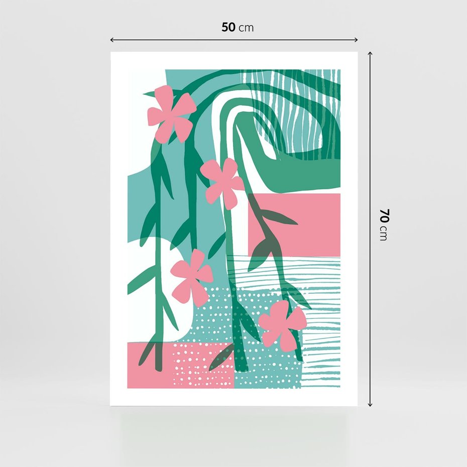 Plakat bez ramy 50x70 - Rozkwitające Harmonie Form - abstrakcyjne pastelowe kwiaty, nowoczesna sztuka