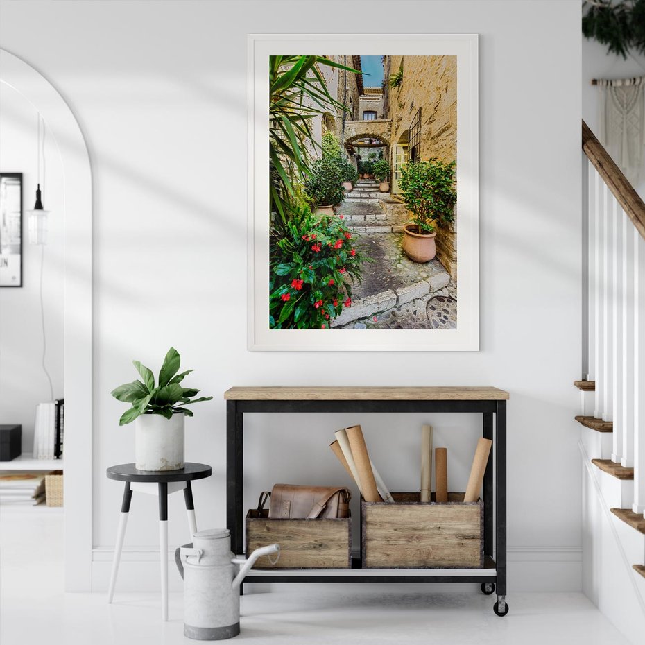 Plakat bez ramy 21x30 - Perspektywa uliczki malownicza - uliczka, perspektywa