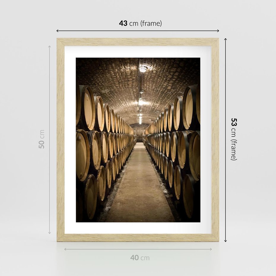 Plakat w ramie 40x50 - Winniczka - winnica, beczki - rama drewno
