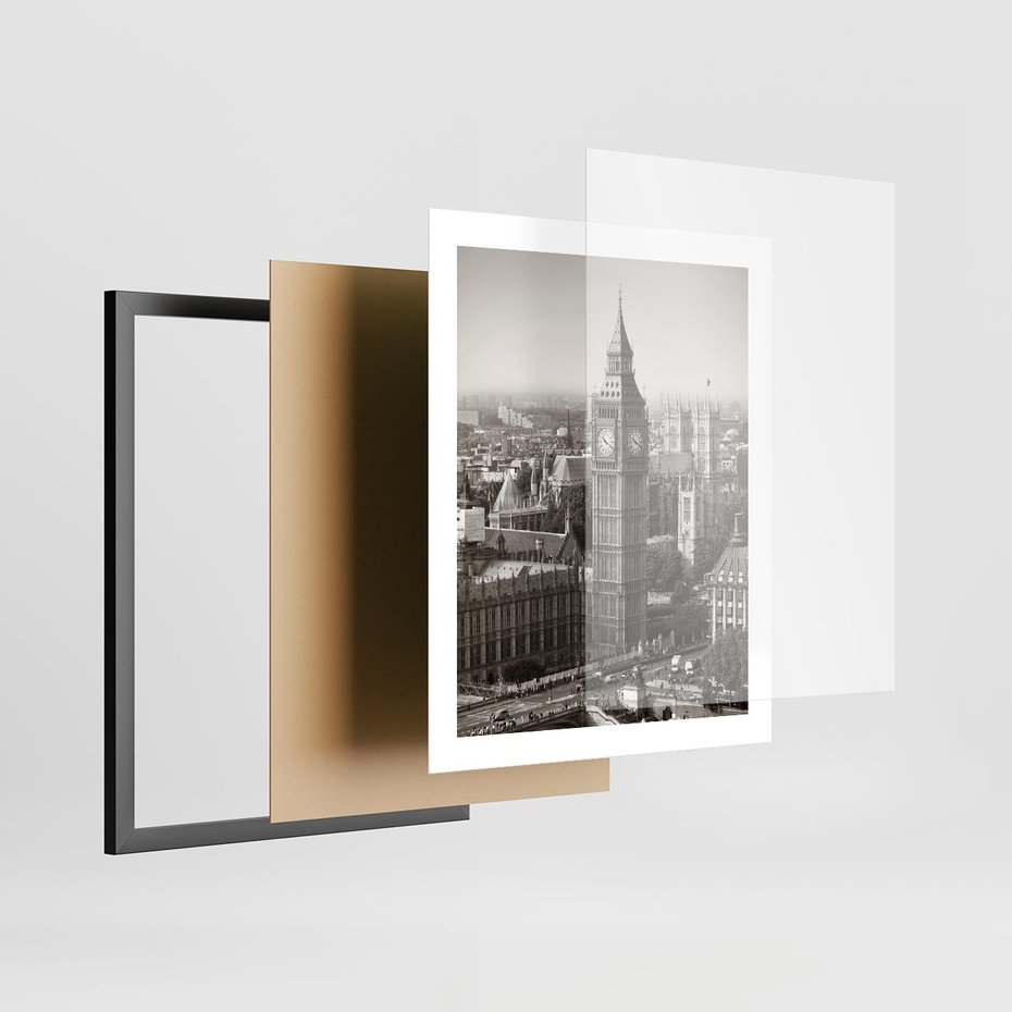 Plakat w ramie 40x50 - Magiczna esencja Londynu: Big Ben i miasto - Big Ben, Londyn - rama czarna