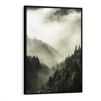 Obraz w ramie 50x70 - Mgliste góry w lesie - góry, las - rama czarna