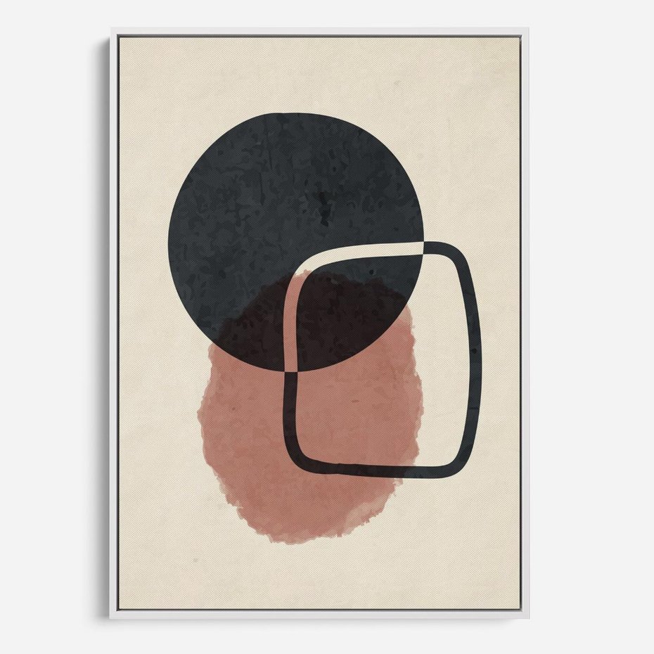 Obraz w ramie 50x70 - Abstrakcyjna Harmonia - abstrakcyjne nieregularne kształty, minimalistyczny plakat - rama biała