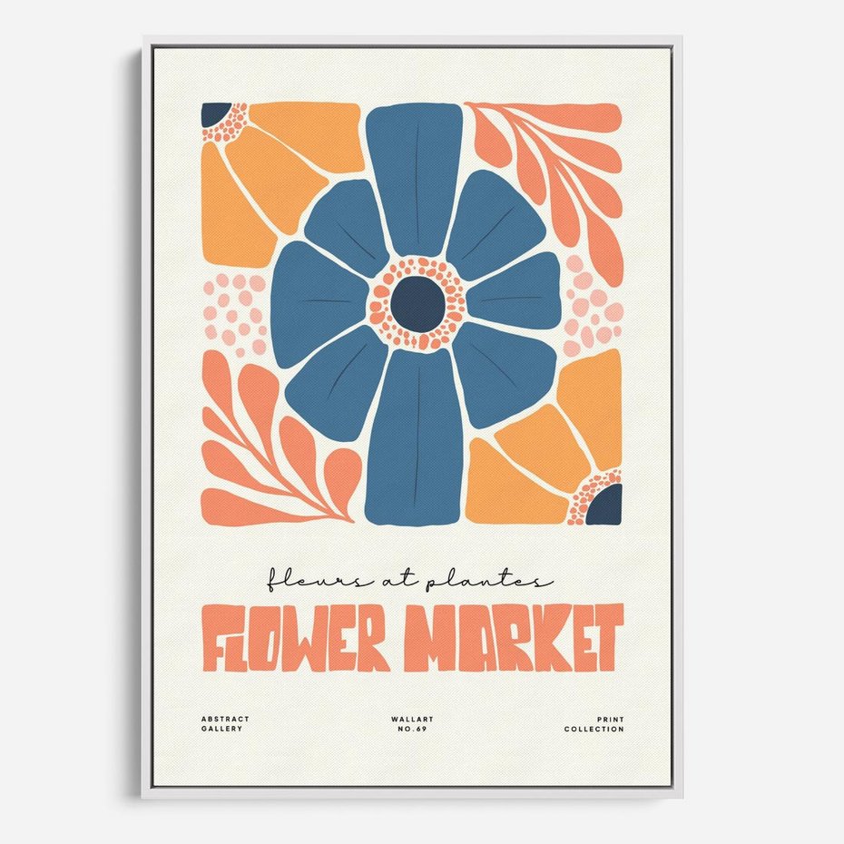 Obraz w ramie 50x70 - Rozbijające Widoki - kwiaty, nowoczesny plakat - rama biała