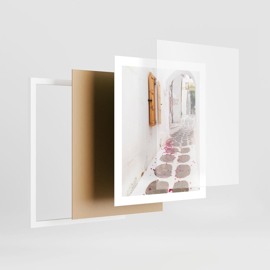 Plakat w ramie 40x50 - Urok Południowej Uliczki - uliczka, południe - rama biała