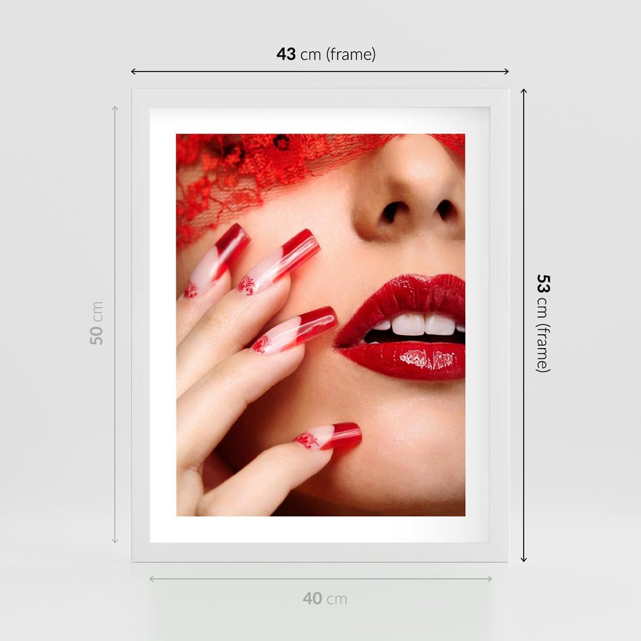Plakat w ramie 40x50 - Piękno manicure: kolory i elegancja - paznokcie, manicure - rama biała
