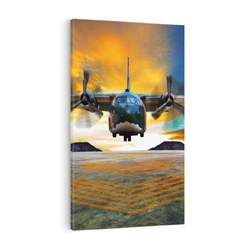 Obraz na płótnie 50x70 - Moc wojskowego transportu: Samolot na misji - samolot, wojsko