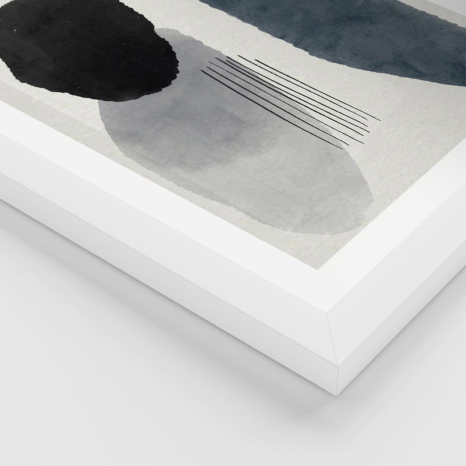 Plakat w ramie 40x50 - Abstrakcyjna Gra Szarości - abstrakcyjna grafika, akwarela - rama biała