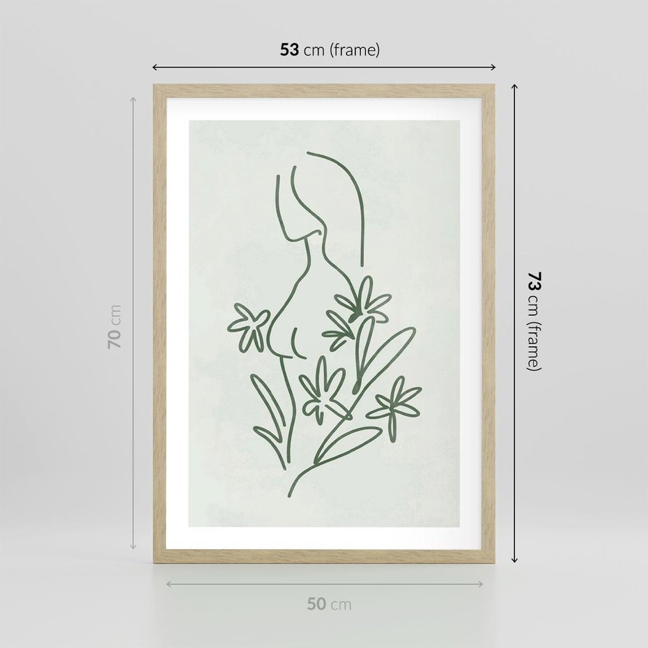 Plakat w ramie 50x70 - Odbicia Zielonego Raju - zielony odcień, abstrakcja - rama drewno