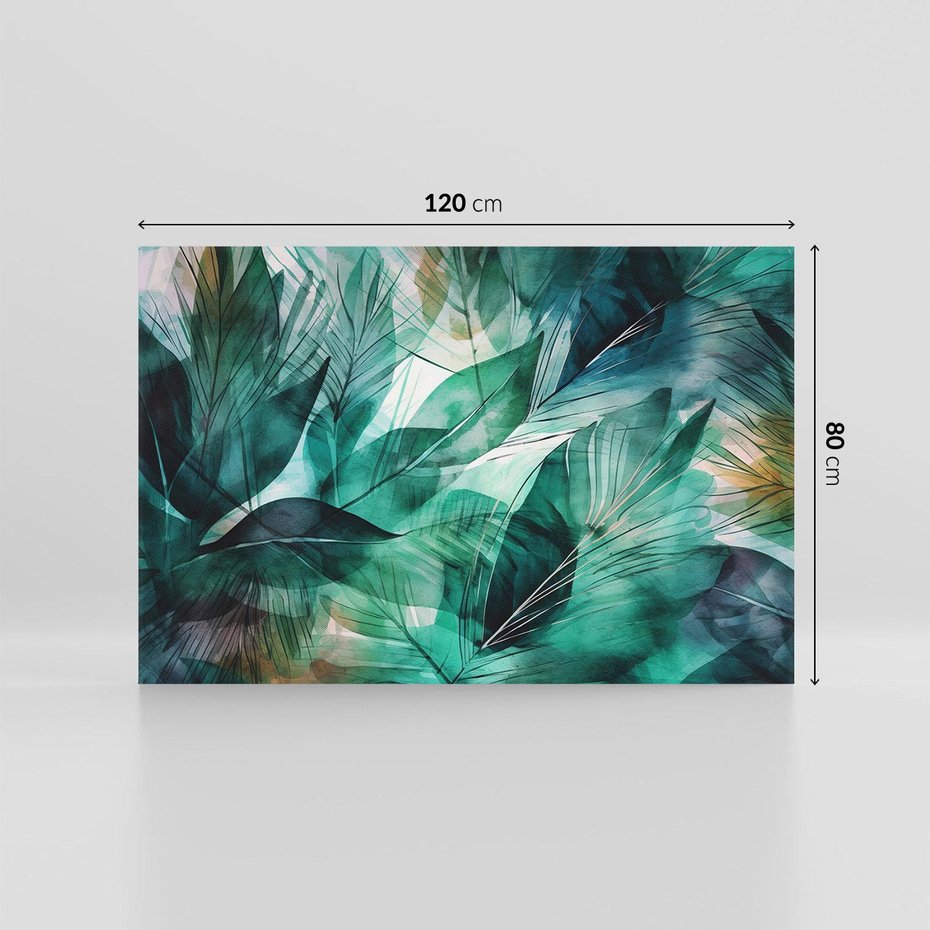 Obraz na płótnie 120x80 - Zieleń Tropików - tropikalne zielone liście palmy, monstera