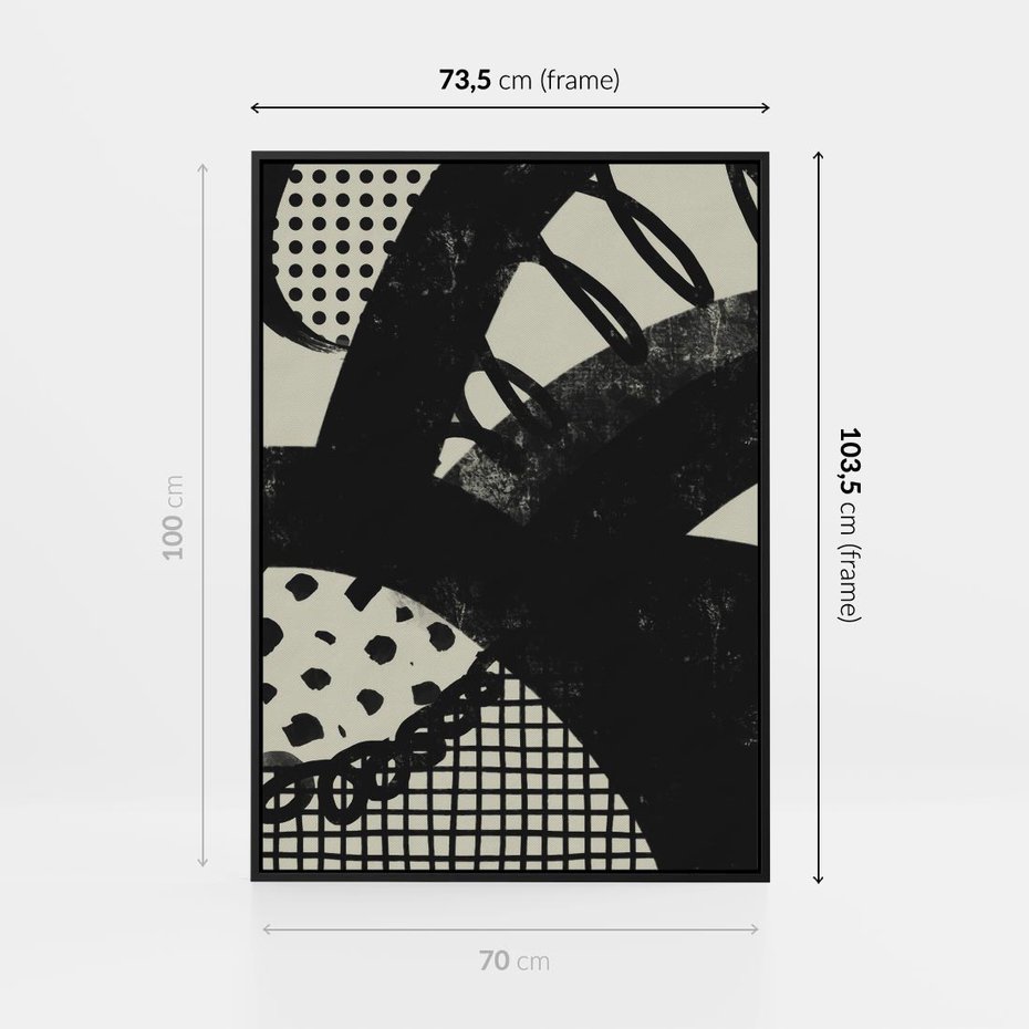 Obraz w ramie 70x100 - Nieznanie Zaskoczenia - bstrakcyjna mroczna kompozycja, nieregularne - rama czarna