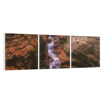 Obraz na płótnie 120x40 - Barwna Harmonia - strumień, las