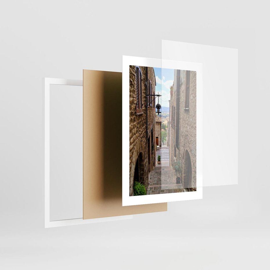 Plakat w ramie 30x40 - Perspektywa malowniczej uliczki - uliczka, perspektywa - rama biała