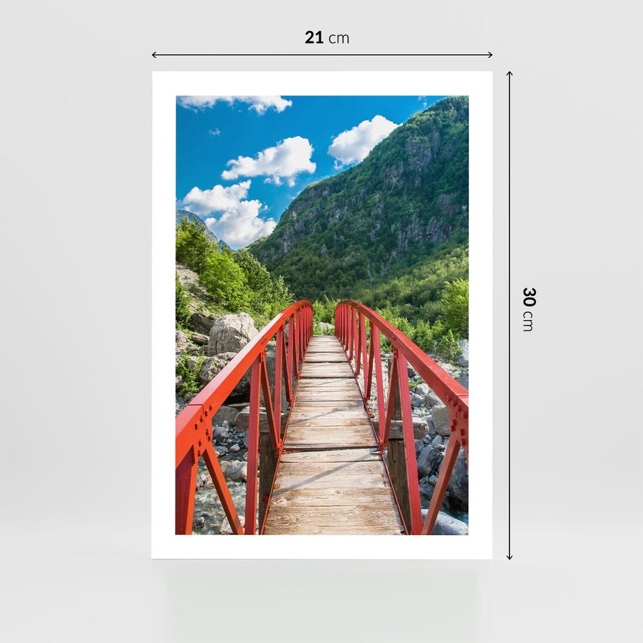 Plakat bez ramy 21x30 - Most do przygody - góry, most