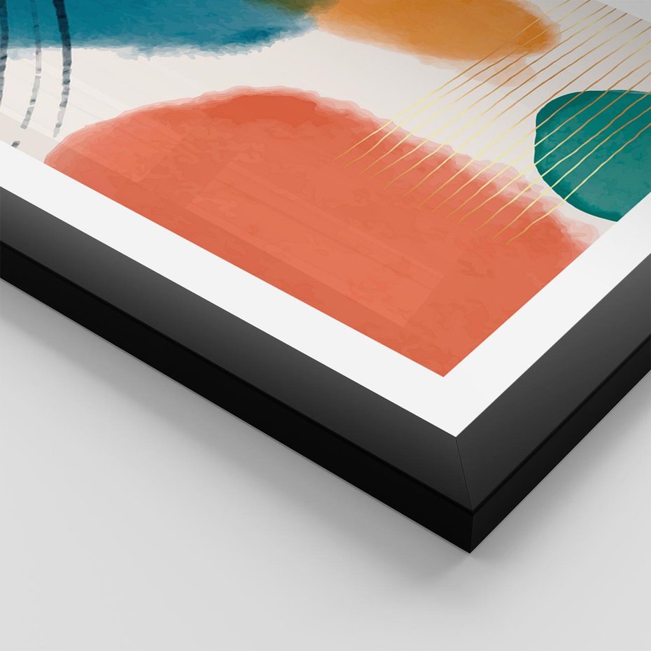 Plakat w ramie 30x40 - Migotliwe Pochwycenia - abstrakcyjne kolorowe plamy, akwarela - rama czarna