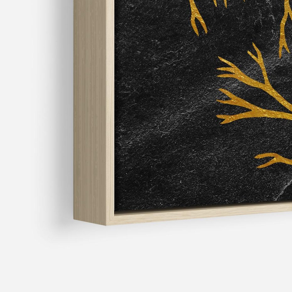 Obraz w ramie 100x70 - Marmurowe Drzewa Snu - złote gałęzie, drzewa - rama drewno