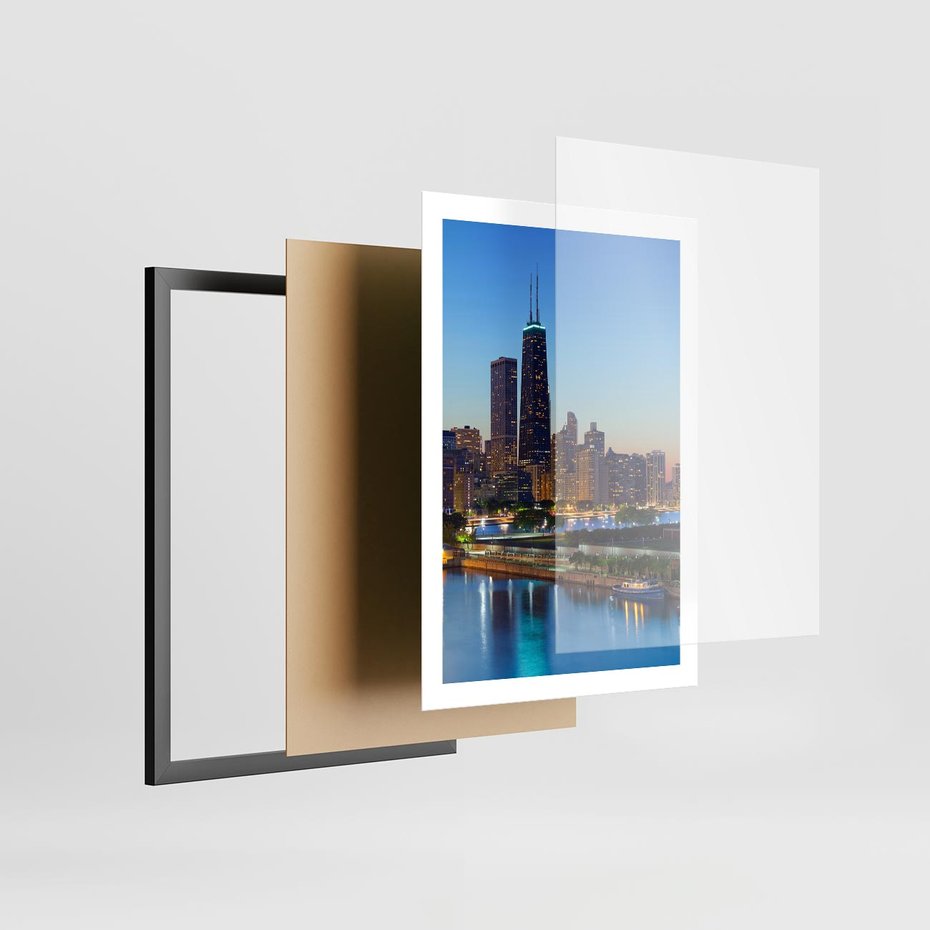 Plakat w ramie 50x70 - Miasto nad Rzeką - miasto, rzeka - rama czarna