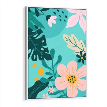 Obraz w ramie 50x70 - Kwiatowy Impuls - pastelowa kompozycja, kwiaty - rama biała