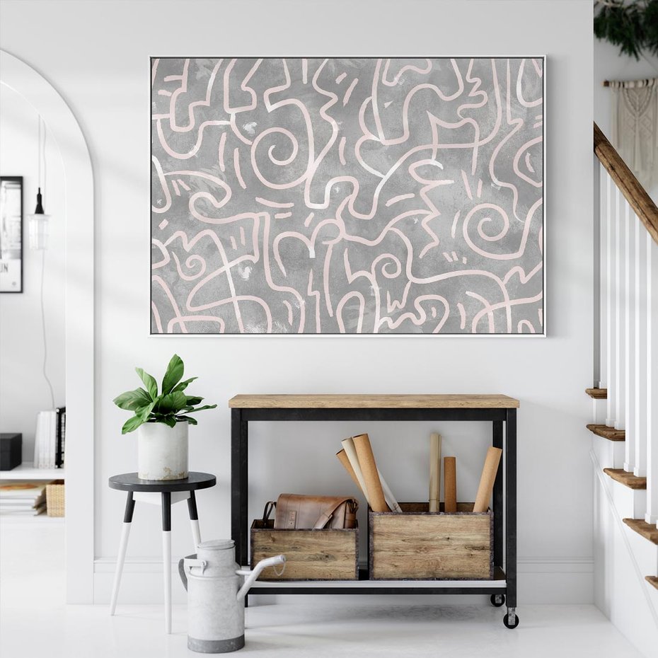 Obraz w ramie 120x80 - Sploty odblasków i zawirowań - abstrakcyjne rysunki, wzorek - rama biała