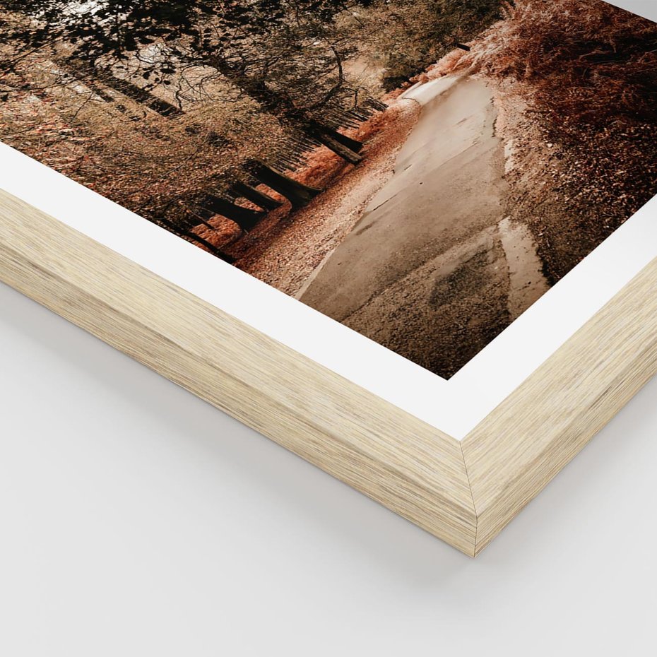 Plakat w ramie 30x40 - Magia Jesieni: Pejzaż Parku w Odcieniach Żółci - jesień, park - rama drewno