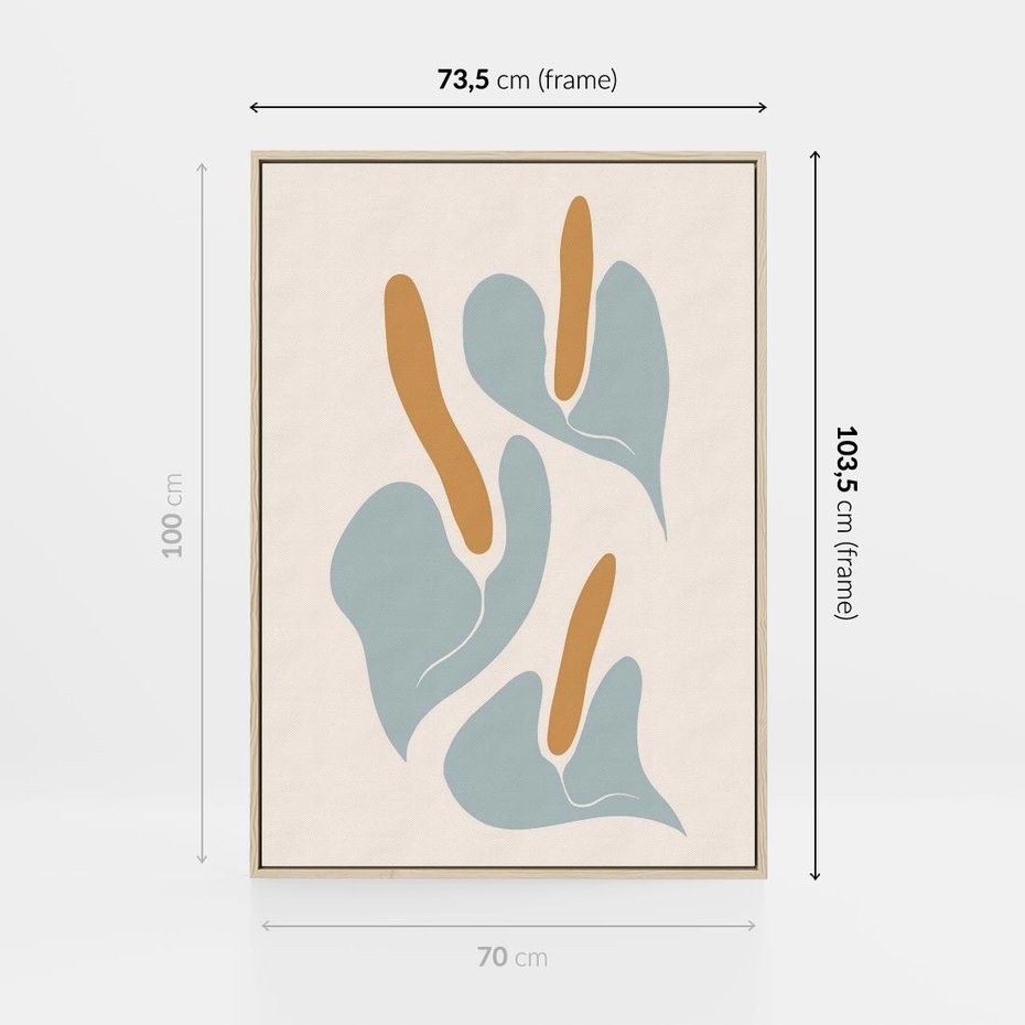 Obraz w ramie 70x100 - Kwiaty Pasteli - kwiaty, nowoczesne i minimalistyczne - rama drewno