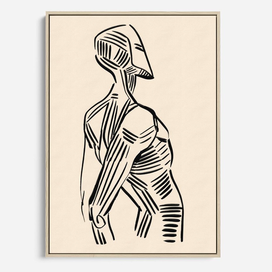 Obraz w ramie 50x70 - Eksploracja Wizualna - szkic, czarno biały - rama drewno